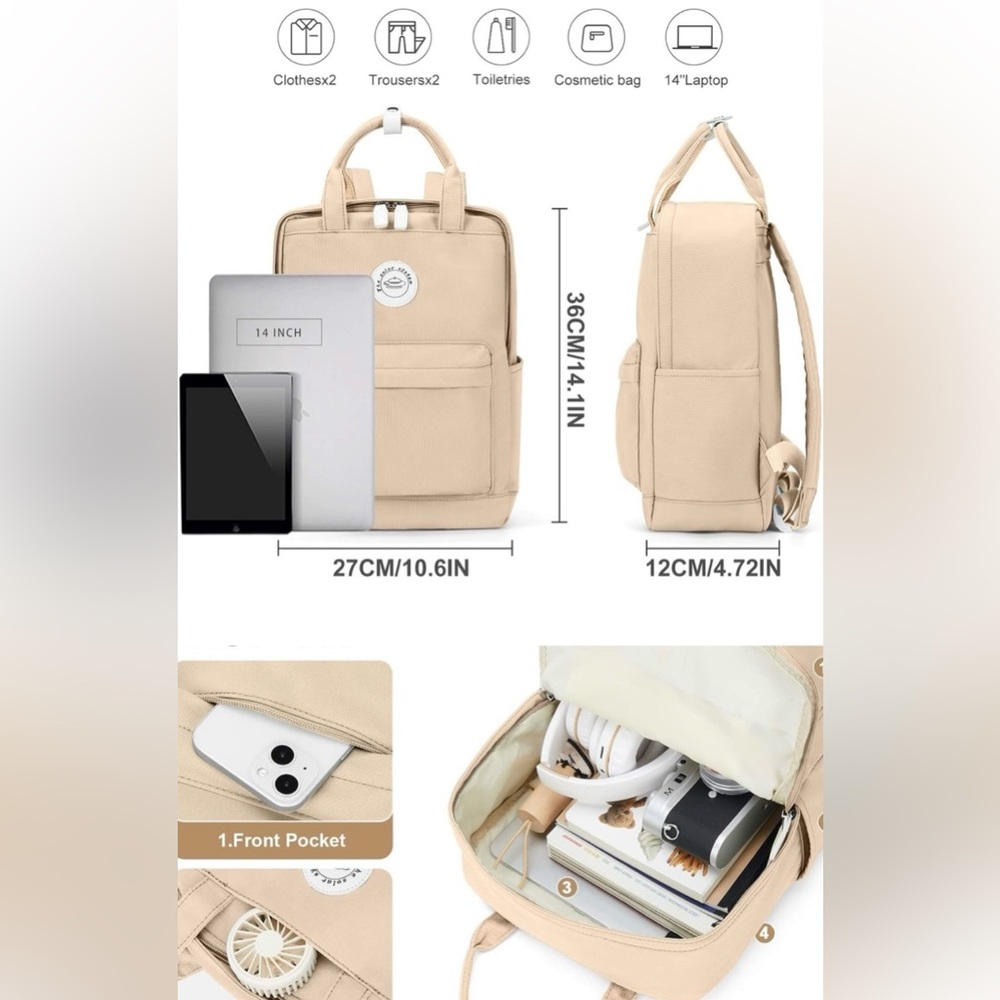 🆕 stylish tan backpack - Picture 2 of 9